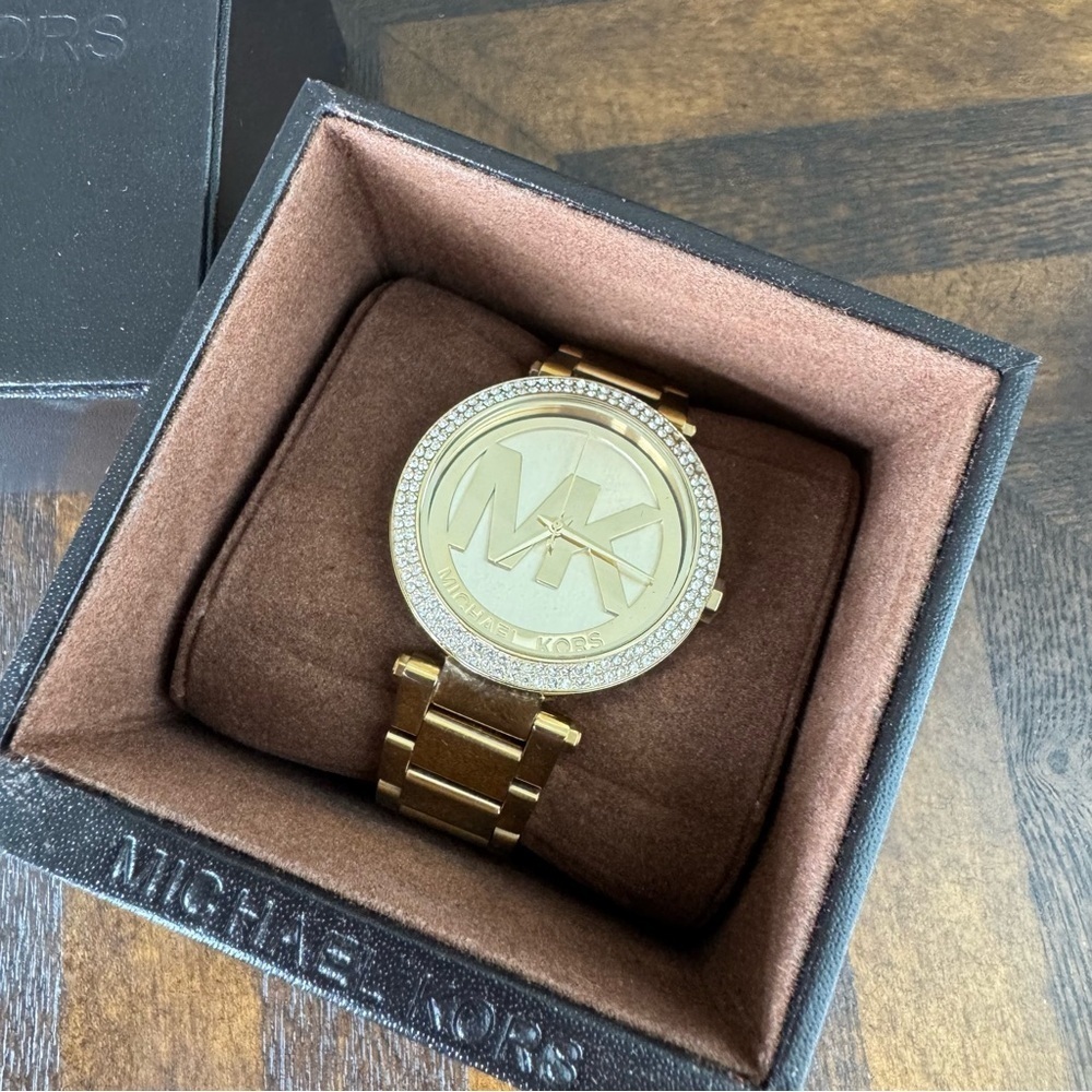 Michael Kors Gold-Tone Large Dial Watch with Logo Dial - Picture 9 of 9